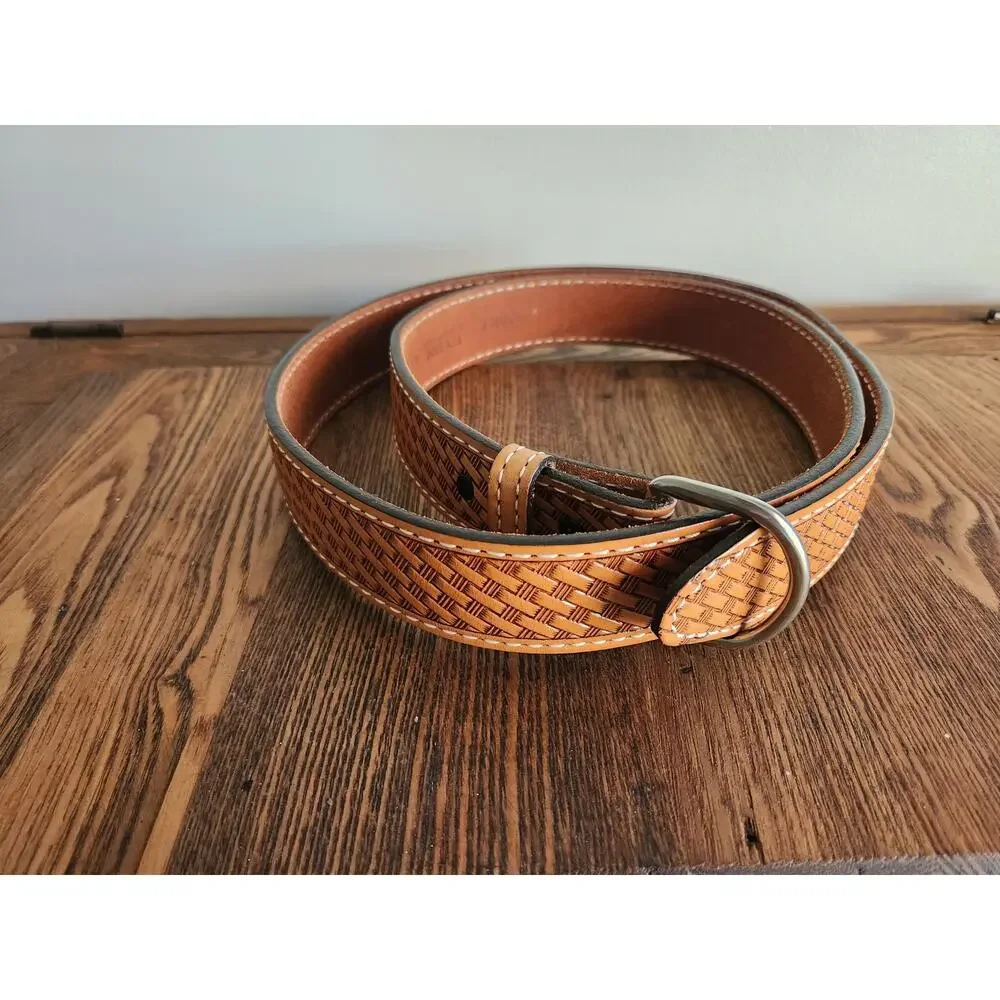 Tex Tan Stitched Genuine Cowhide Brown Belt Size 46 Made In USA